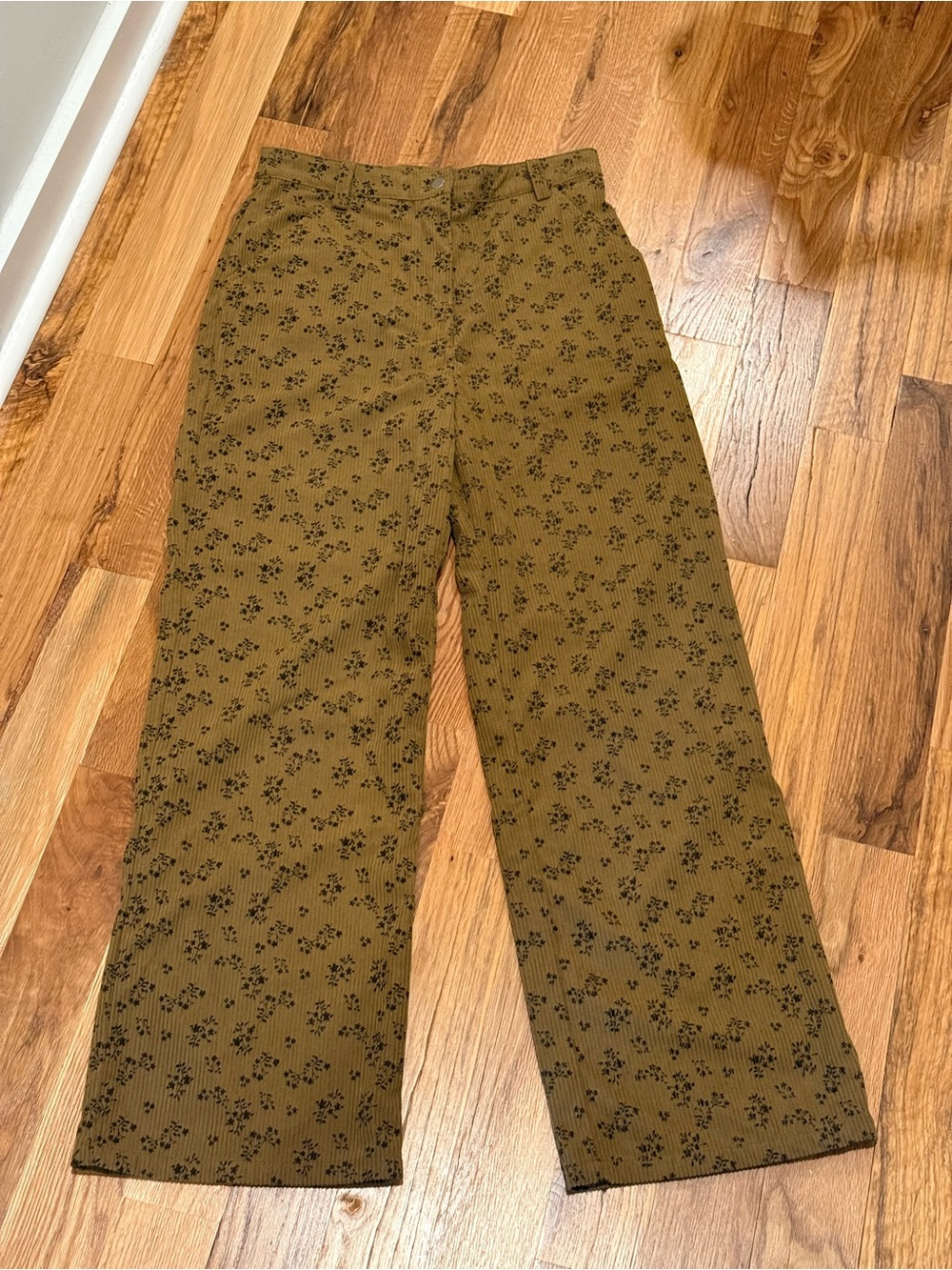 Women’s Dark Tan Floral Wide-Leg Pants
